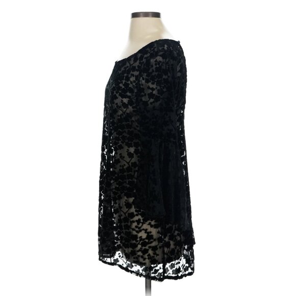 Gypsy Junkies x Free People Black Boho Bell Sleeve Strappy Back Mini Dress Tunic - Picture 4 of 11